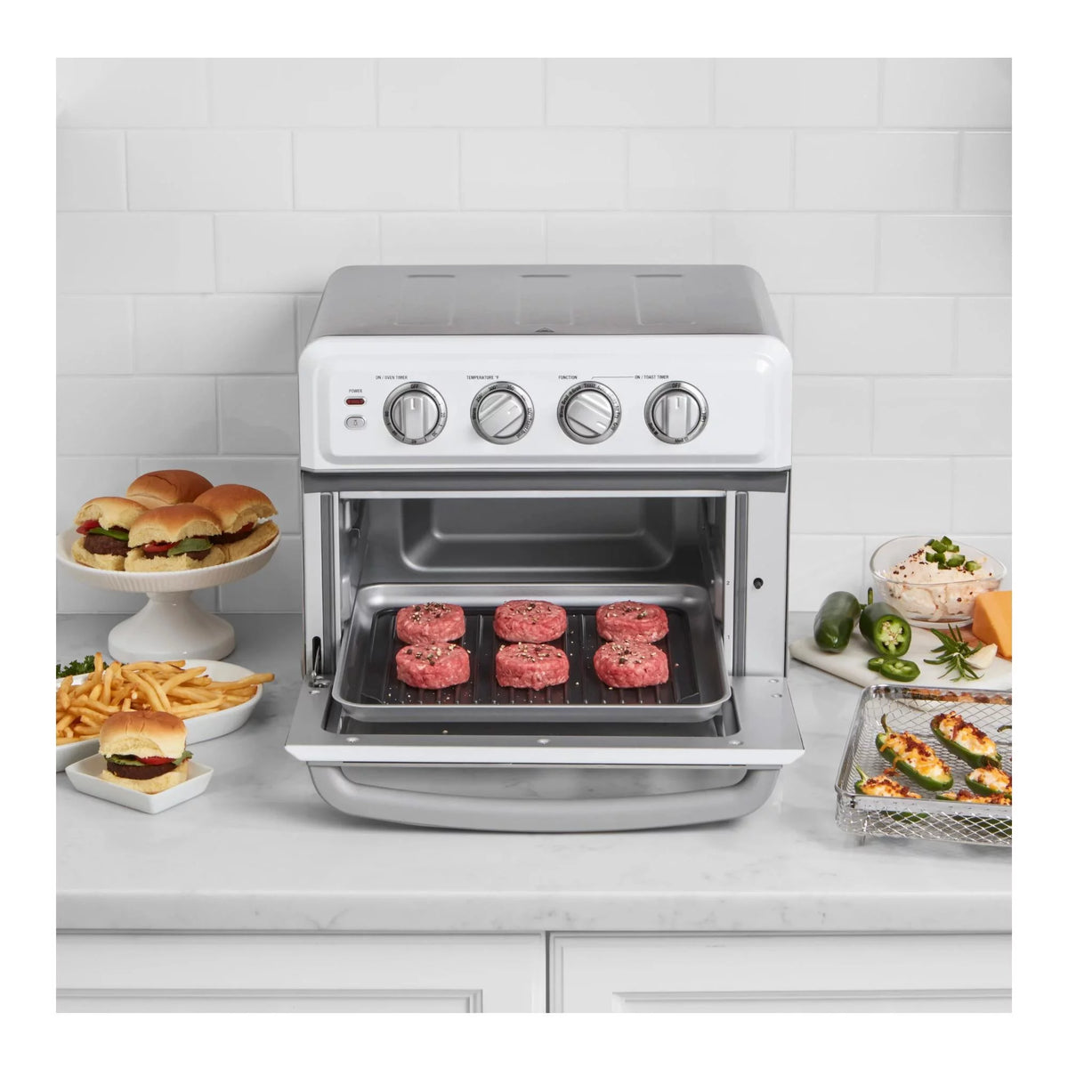White Airfryer Toaster Oven with Grill and 12 Piece Knife Set U9757