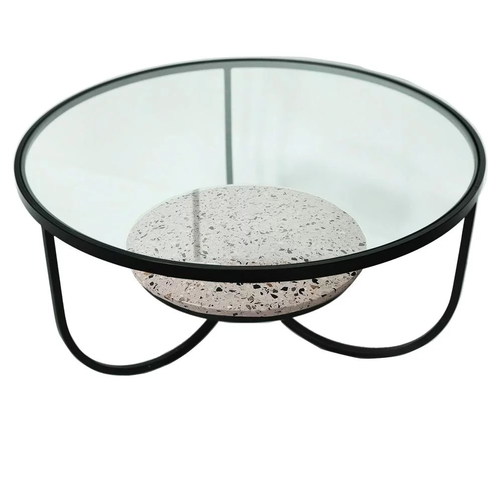 Black Metal Terrazzo Coffee Table C79611