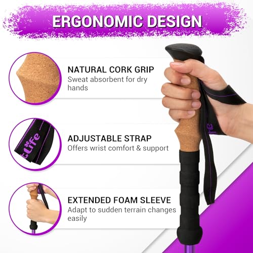 Lightweight 7075 Aluminum Trekking Poles with Cork Grip E786