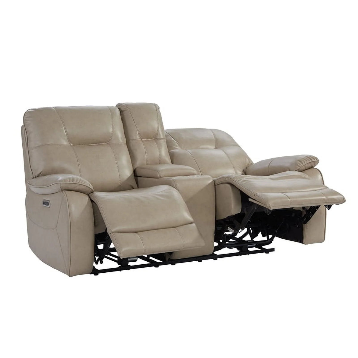 Tan Polyester/PU Power Console Loveseat D178894