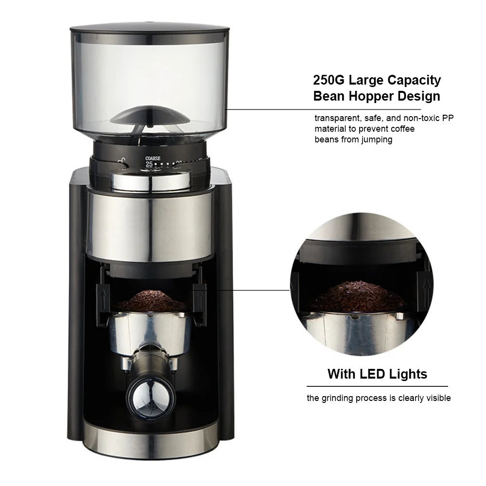 Black Electric Burr Grinder for Coffee Beans 25 Grind Settings 2-12 Cups Capacity J93975