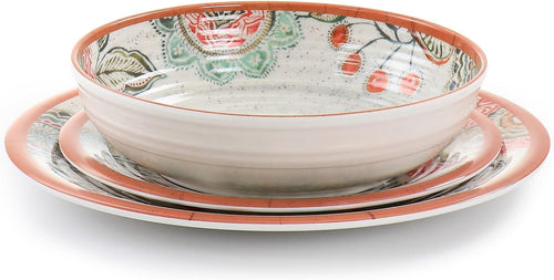 12 Piece Melamine Dinnerware Set, Multi Colored D83717
