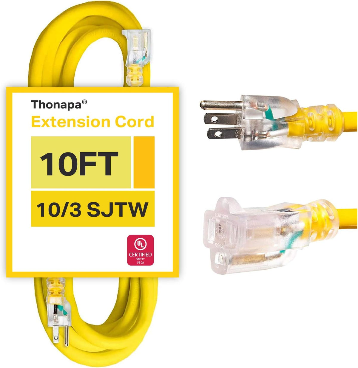 50 Foot Lighted Outdoor Extension Cord 10 Gauge Yellow B343910