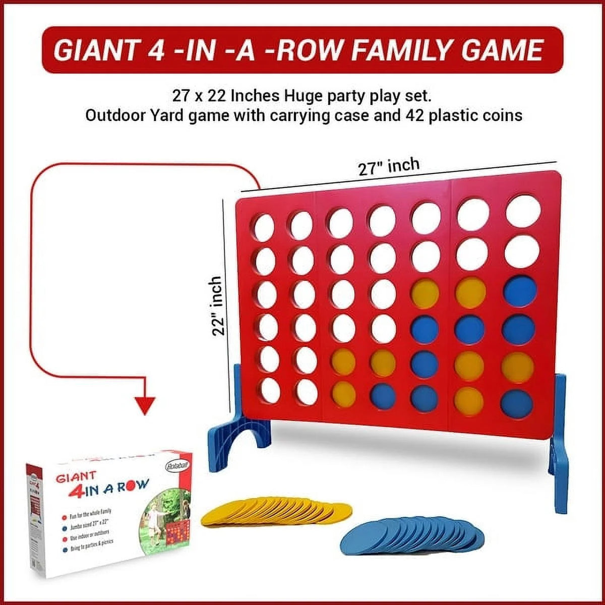 Giant 4 in-A-Row Outdoor Yard Game with Carrying Case P70539