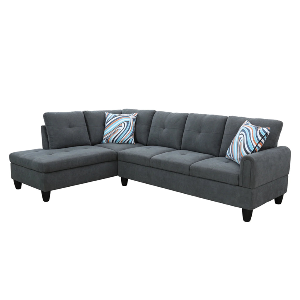 Gray Flannel Sectional Sofa with Storage Ottoman N796496