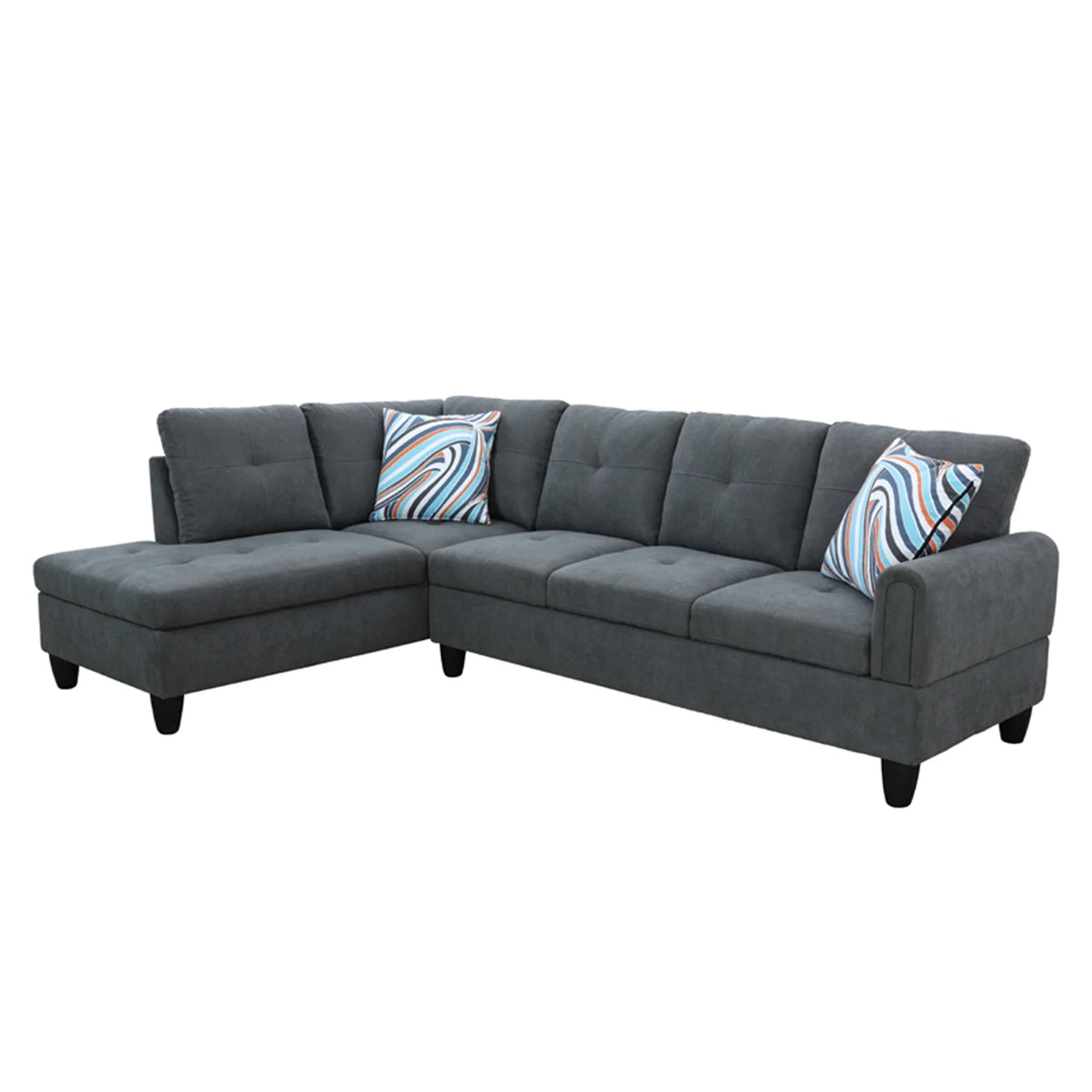 Gray Flannel Sectional Sofa with Storage Ottoman N796496