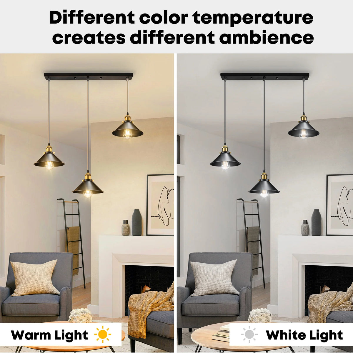 3-Light Black Metal Cage Pendant Light Fixture U186