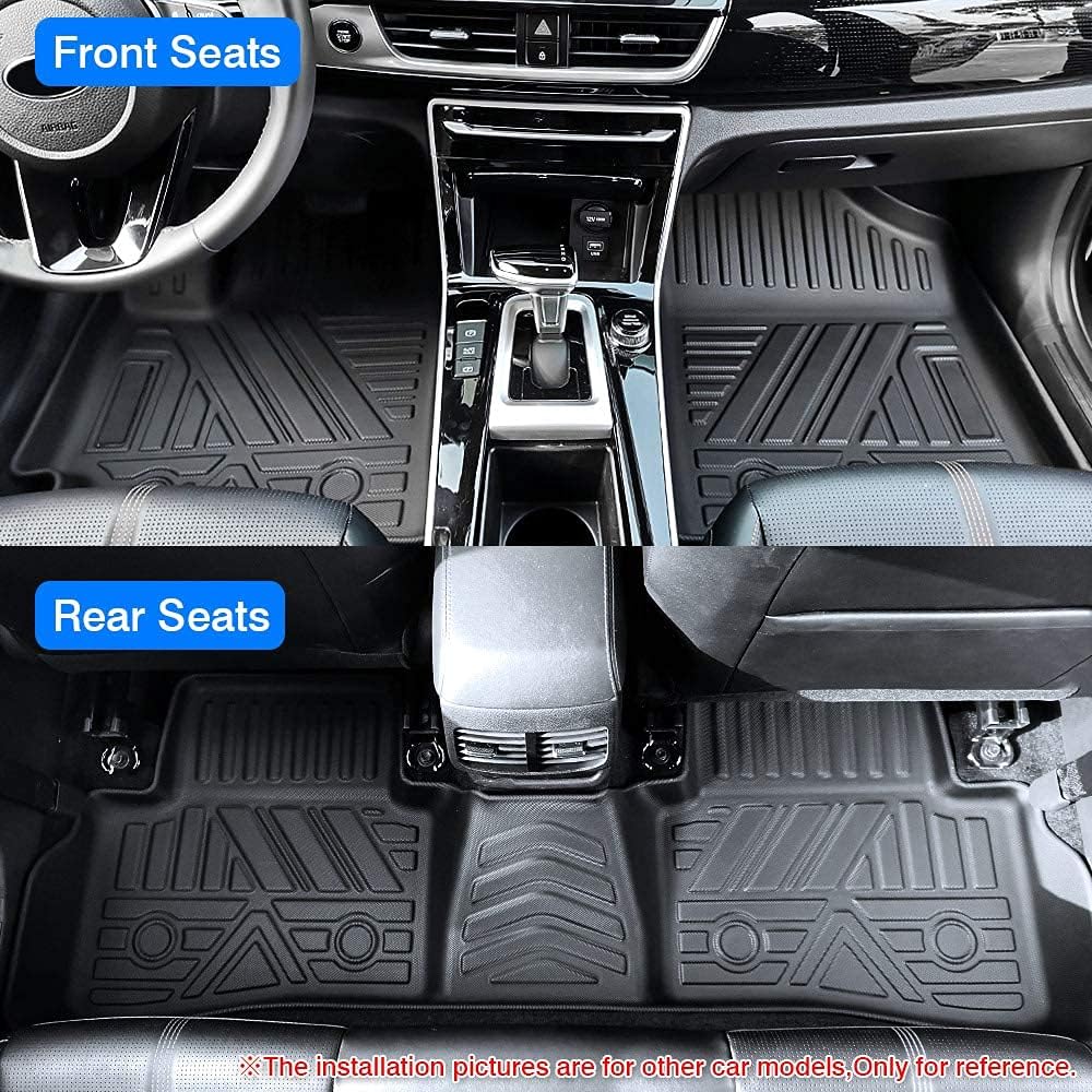 Custom Fit All Weather Rubber Floor Mats 2 Row Set Black B6892