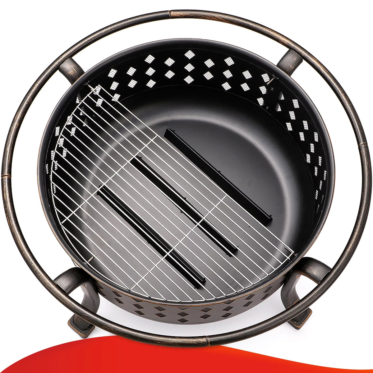 36 inch Wood Burning Fire Pit with Cooking Grill Grate U5218