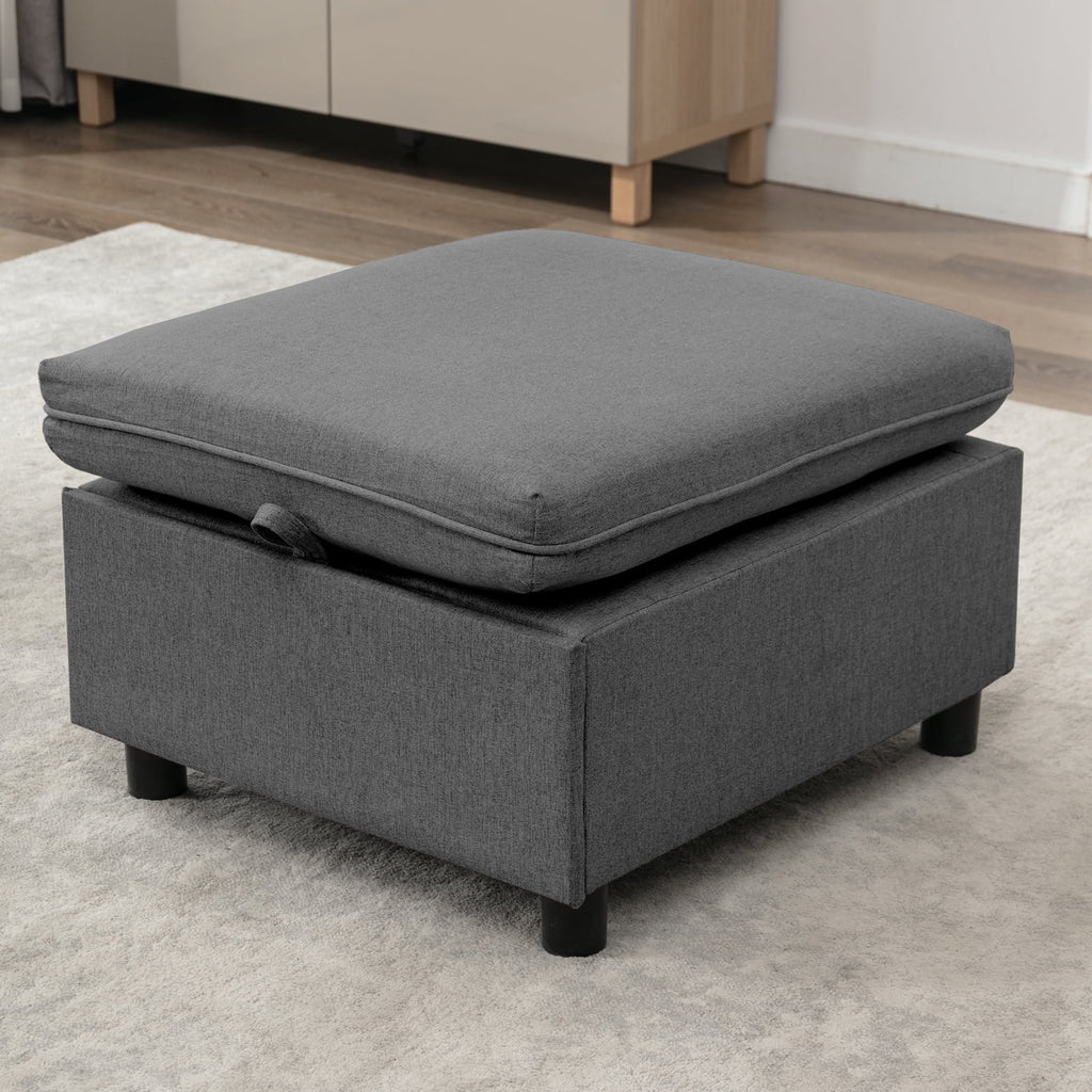 Dark Grey L-Shaped Sectional Sofa with Storage Seat F450551