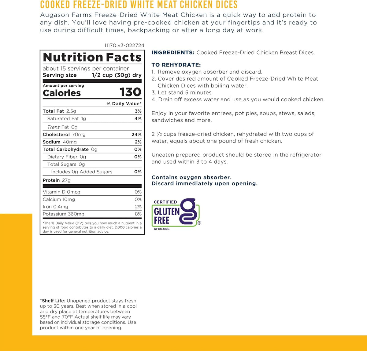 Freeze-Dried White Meat Chicken, 16 oz D489133