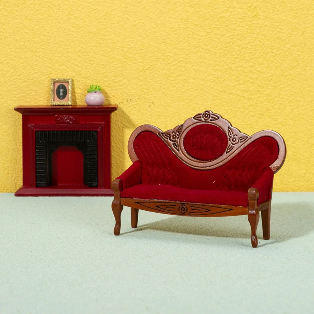 Walnut Color Dollhouse Miniature Sofa O777582