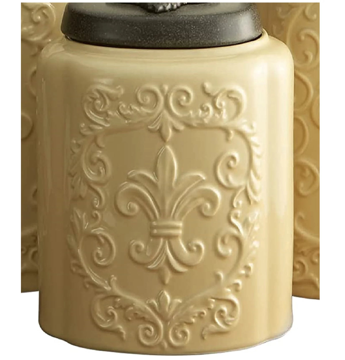 Cream Antique Ceramic Kitchen Storage Container Set of 3 J10249