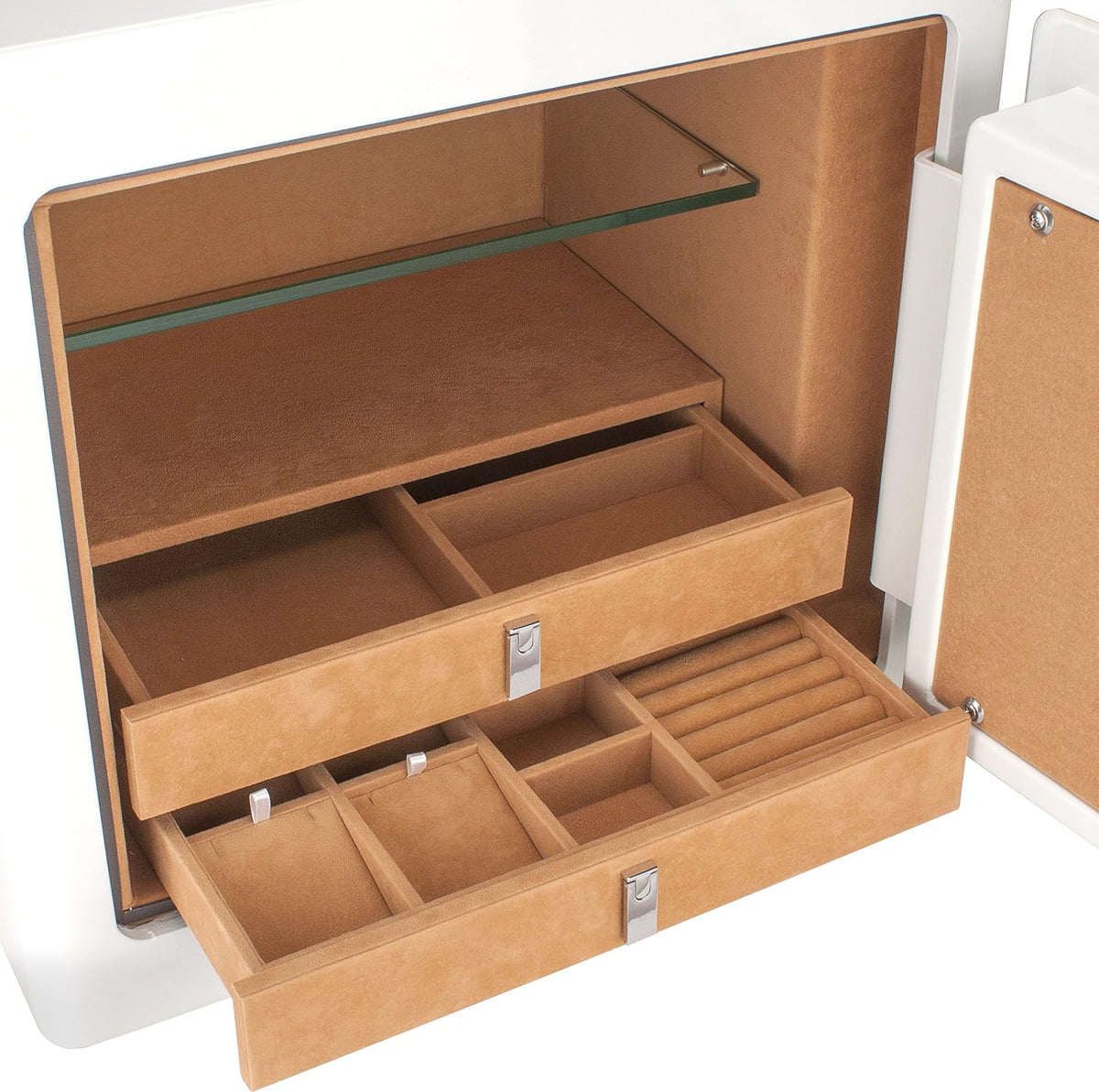 White Fireproof Jewelry Drawer Security Safe Cabinet with Organizer K3868