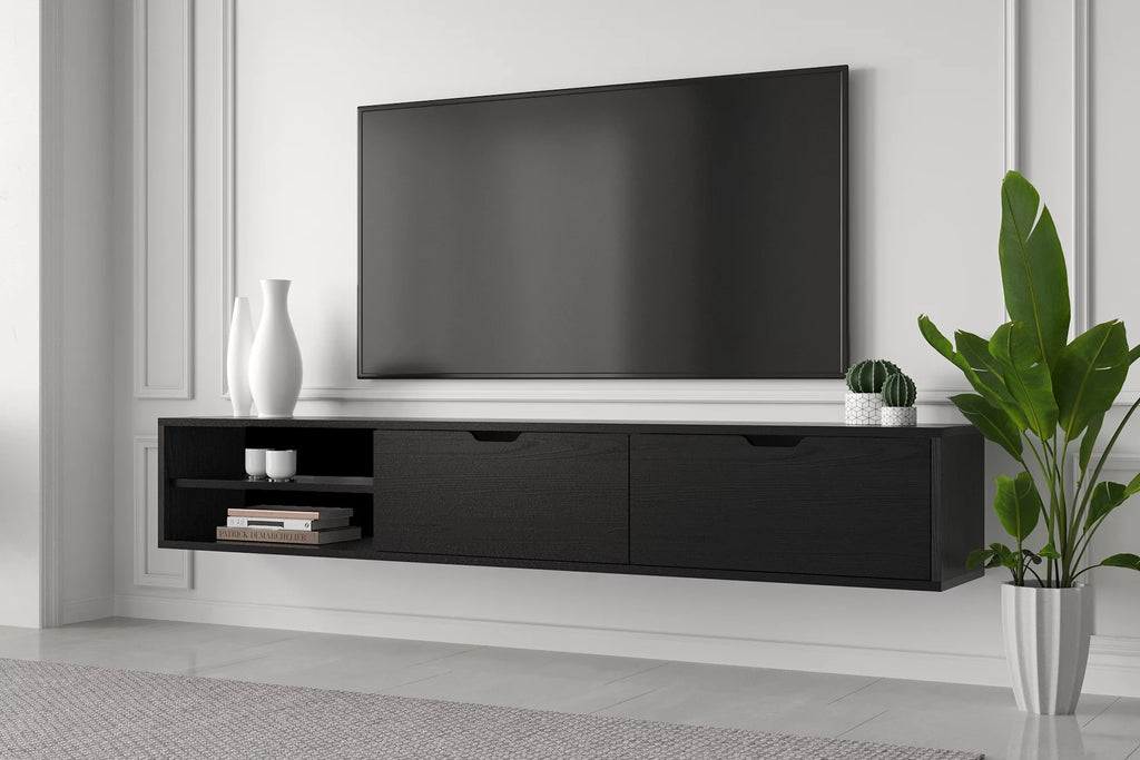 Black Wood 71 inch Tv Stand R32361
