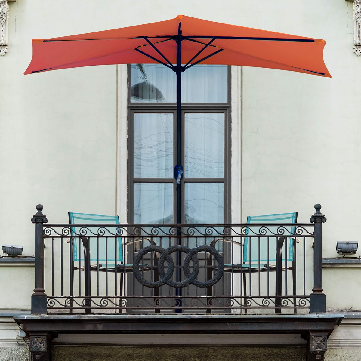 Tan 9-Foot Half Patio Umbrella L1849