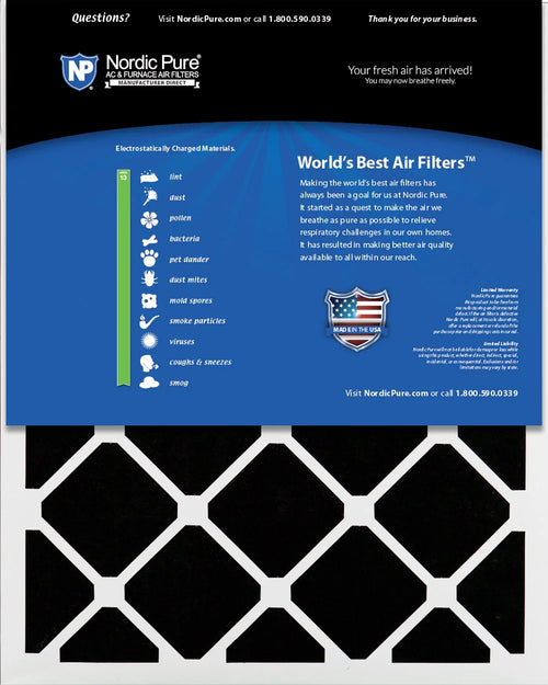 16x25x4 Pleated Air Filters MERV 13 Carbon 1 Pack L507664