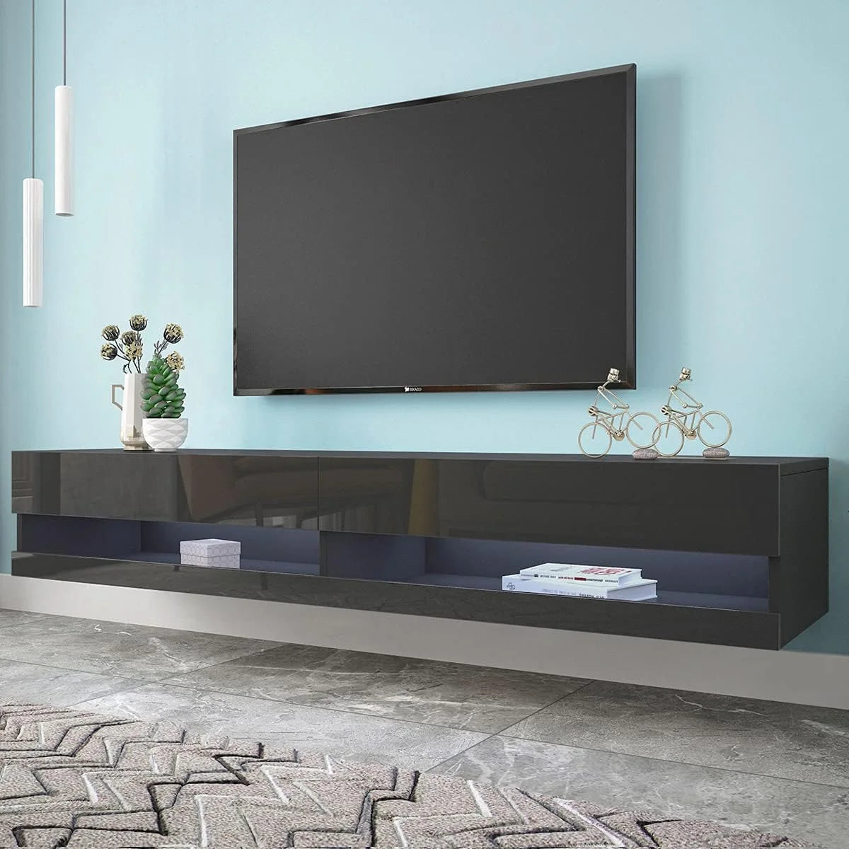 Wood Floating LED TV Stand for 80 Inch TV G37448