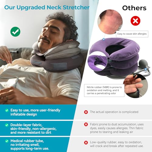 Cervical Neck Traction Device, Inflatable Neck Stretcher, Adjustable Neck Brace with Removable Air Pump U65931