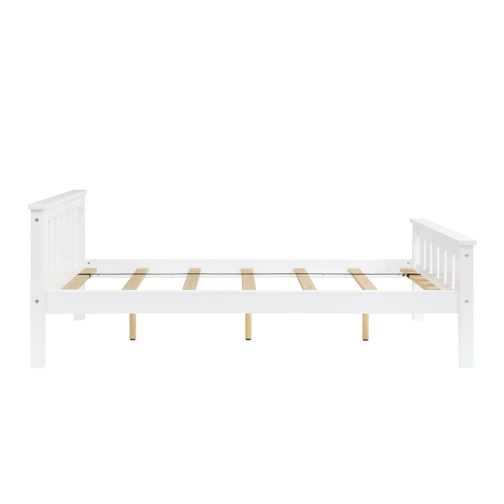 White Full Size Wooden Platform Bed Q450