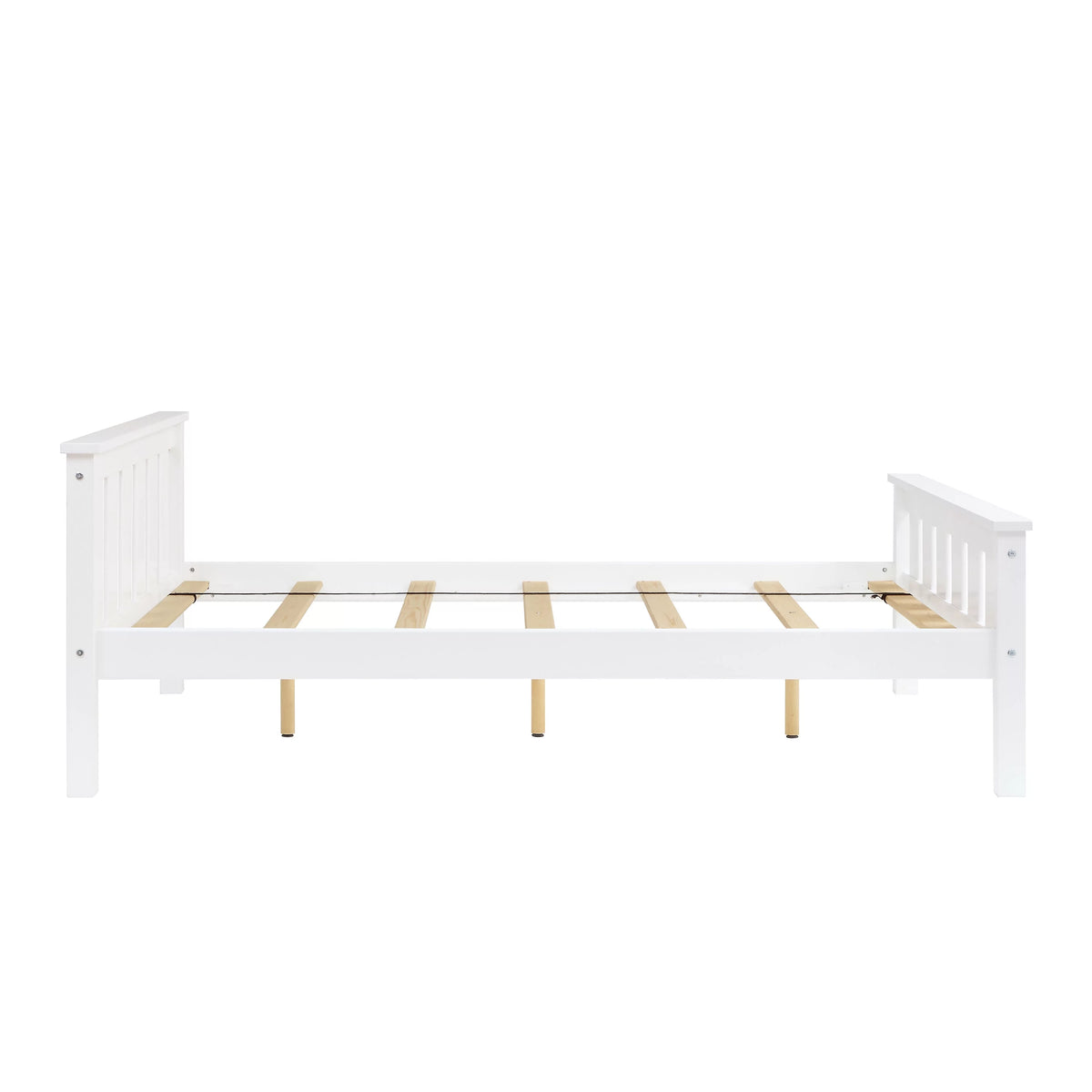 White Full Size Wooden Platform Bed Q450