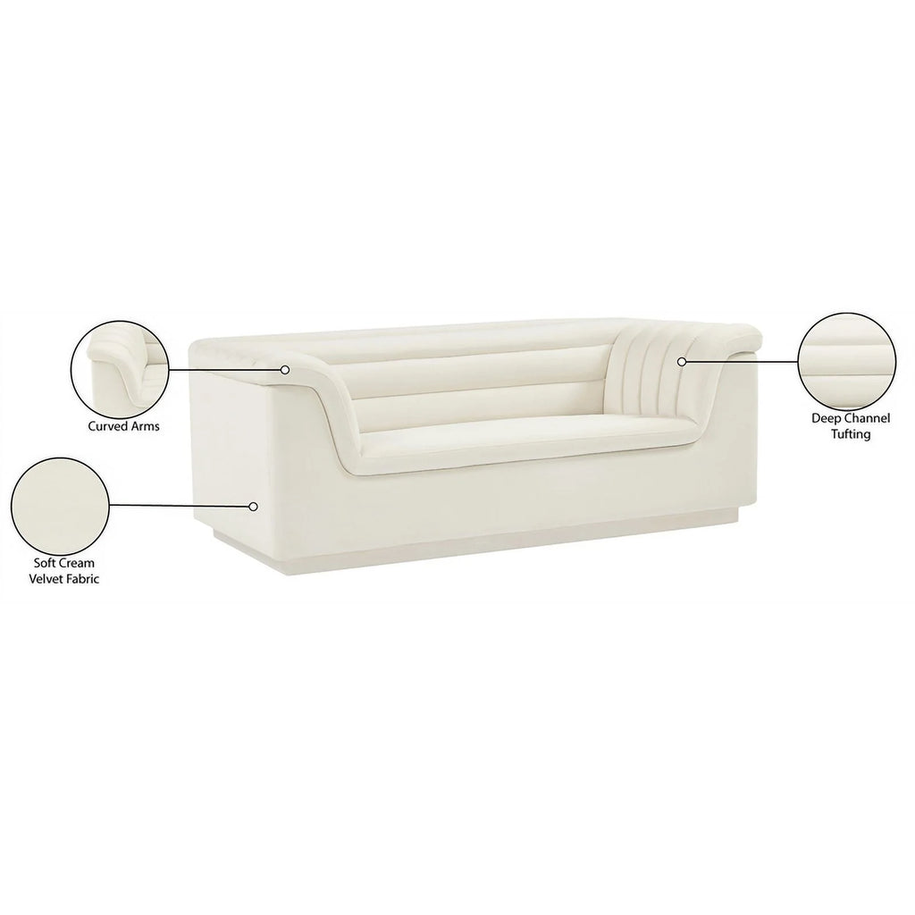 Cream Velvet Loveseat L883
