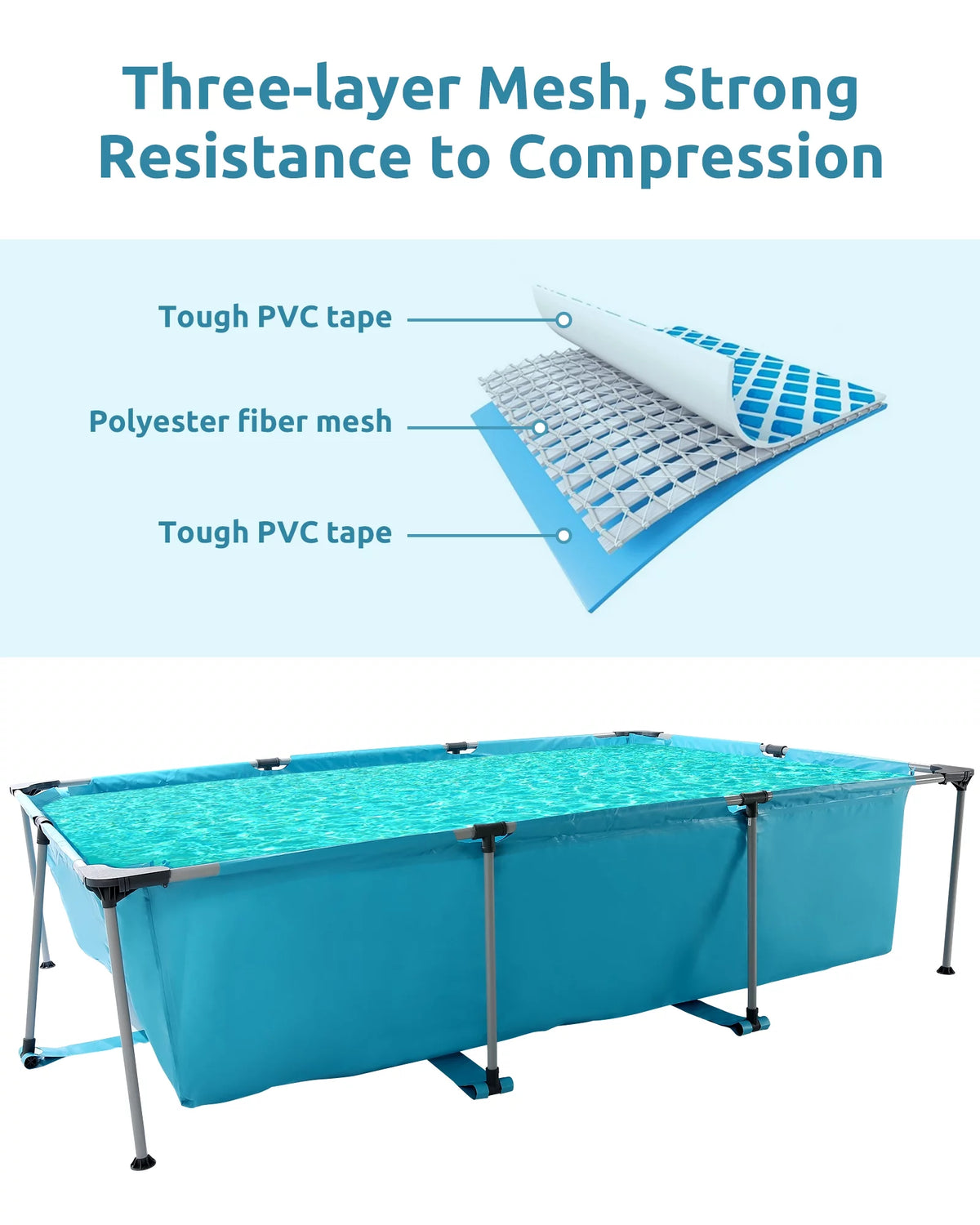 10 ft Above Ground Rectangular Frame Swimming Pool Q791