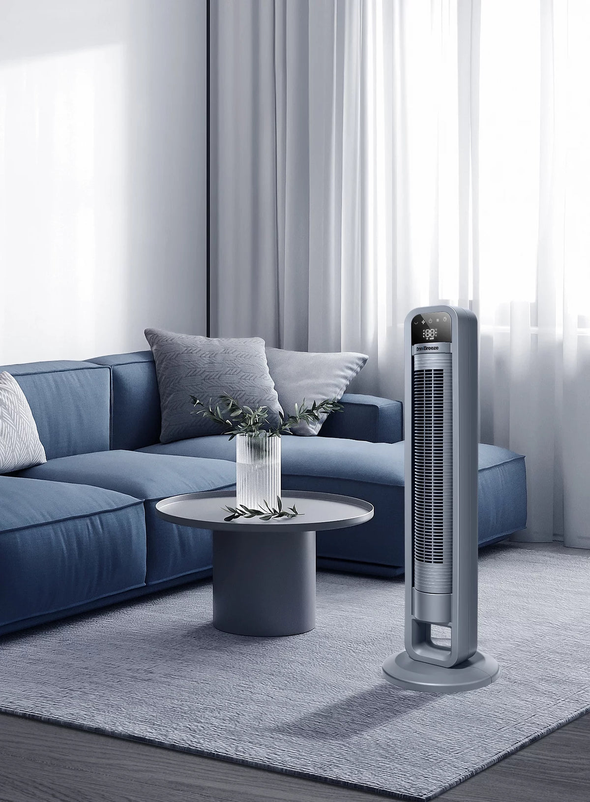 38 Tower Fan, 90 Oscillating Fan, Gray Z8714