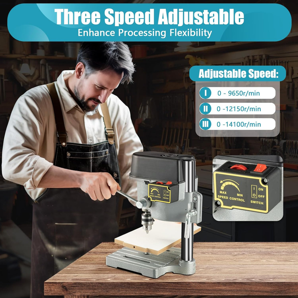 3-Speed Adjustable Benchtop Drill Press C700830