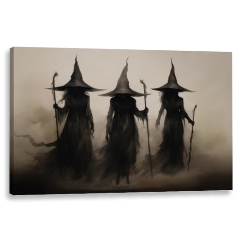 Halloween Wall Art Print Three Witches In The Forest Canvas 24x36inch Unframed M94296