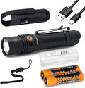 1600 Lumen Type-C USB Rechargeable Tactical Flashlight with 2X Batteries and Battery Organizer G292834