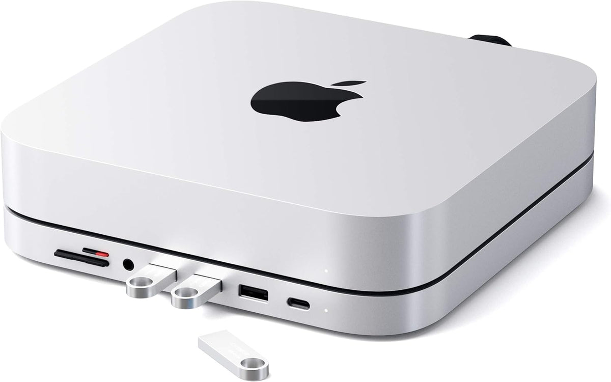 USB-C Aluminum Stand & Hub with Data Port, Card Readers, USB 3.0 & Headphone Jack E557844