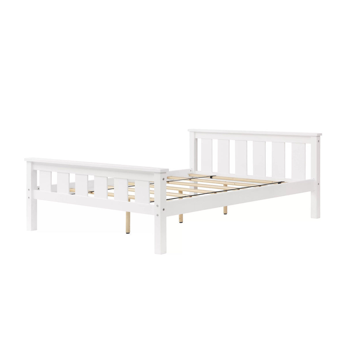 White Full Size Wooden Platform Bed Q450