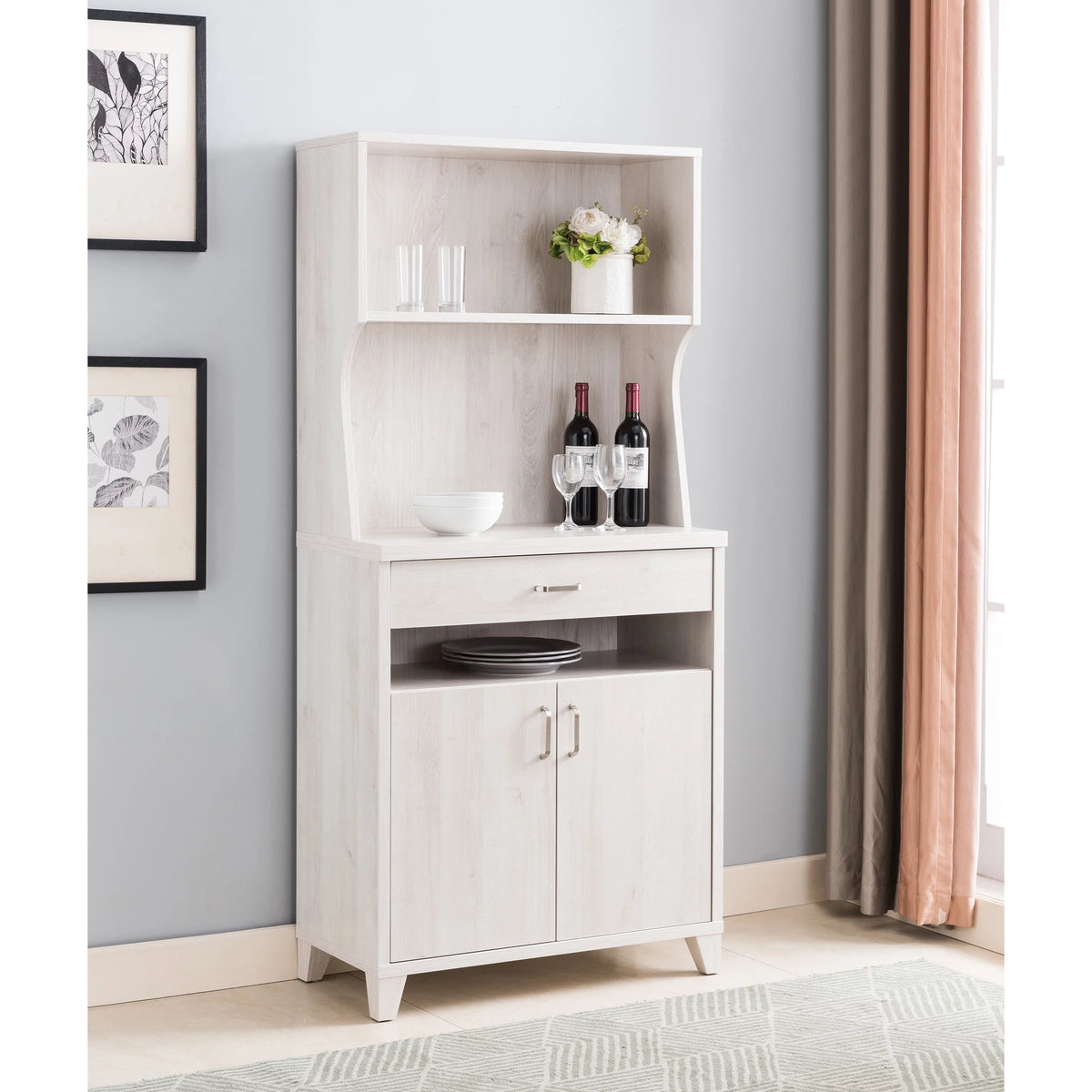 White Oak Cabinet with Drawer and 2 Shelves H4110