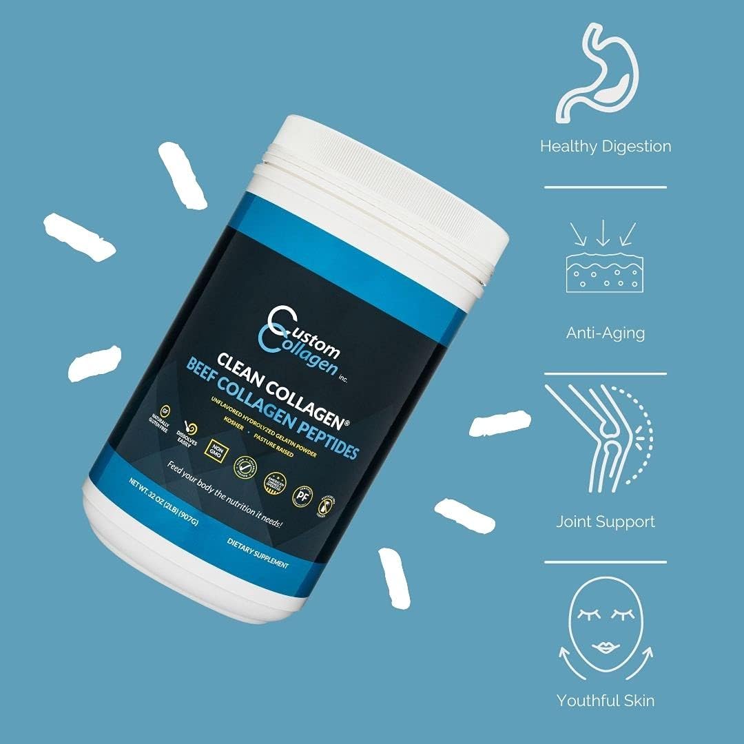 Collagen Peptides Powder 2lb (32oz) Jar, Unflavored, Grass Fed, Pack of 2 L814964
