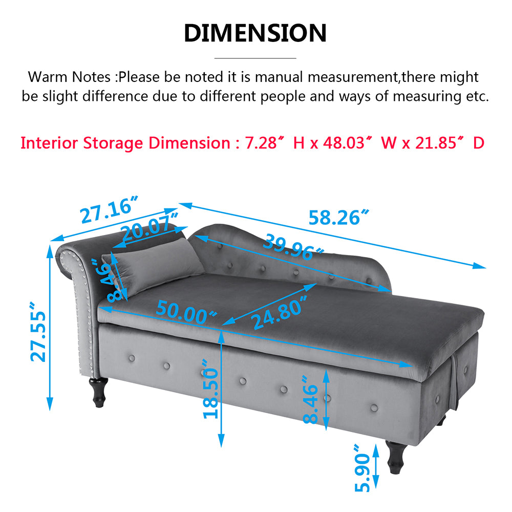 Velvet Storage Ottoman Bench with Nailhead Trim and Button Tufting Q2502