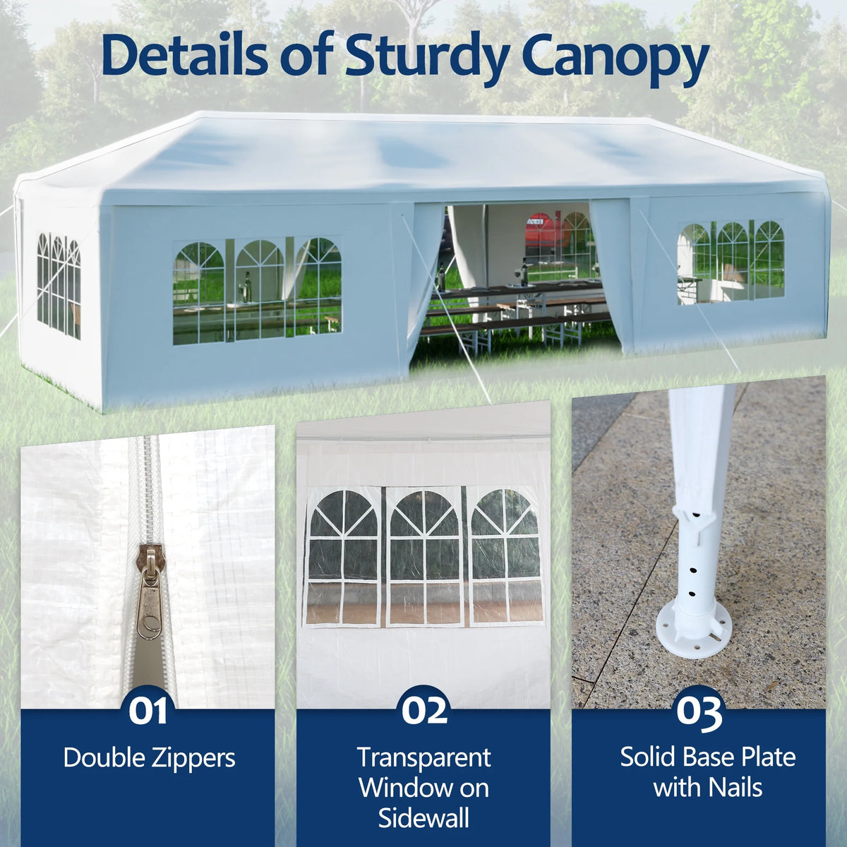 10x30' Outdoor Canopy Tent with 8 Removable Sidewalls K39617