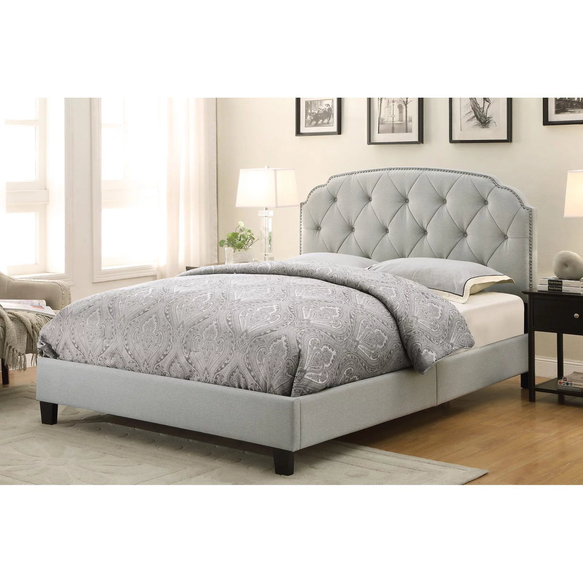 King All-In-One Shaped Corners Upholstered Bed L418740