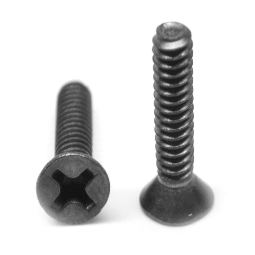 #8-32 x 2 Coarse Thread Machine Screw Phillips Flat Head Low Carbon Steel Black Oxide T670