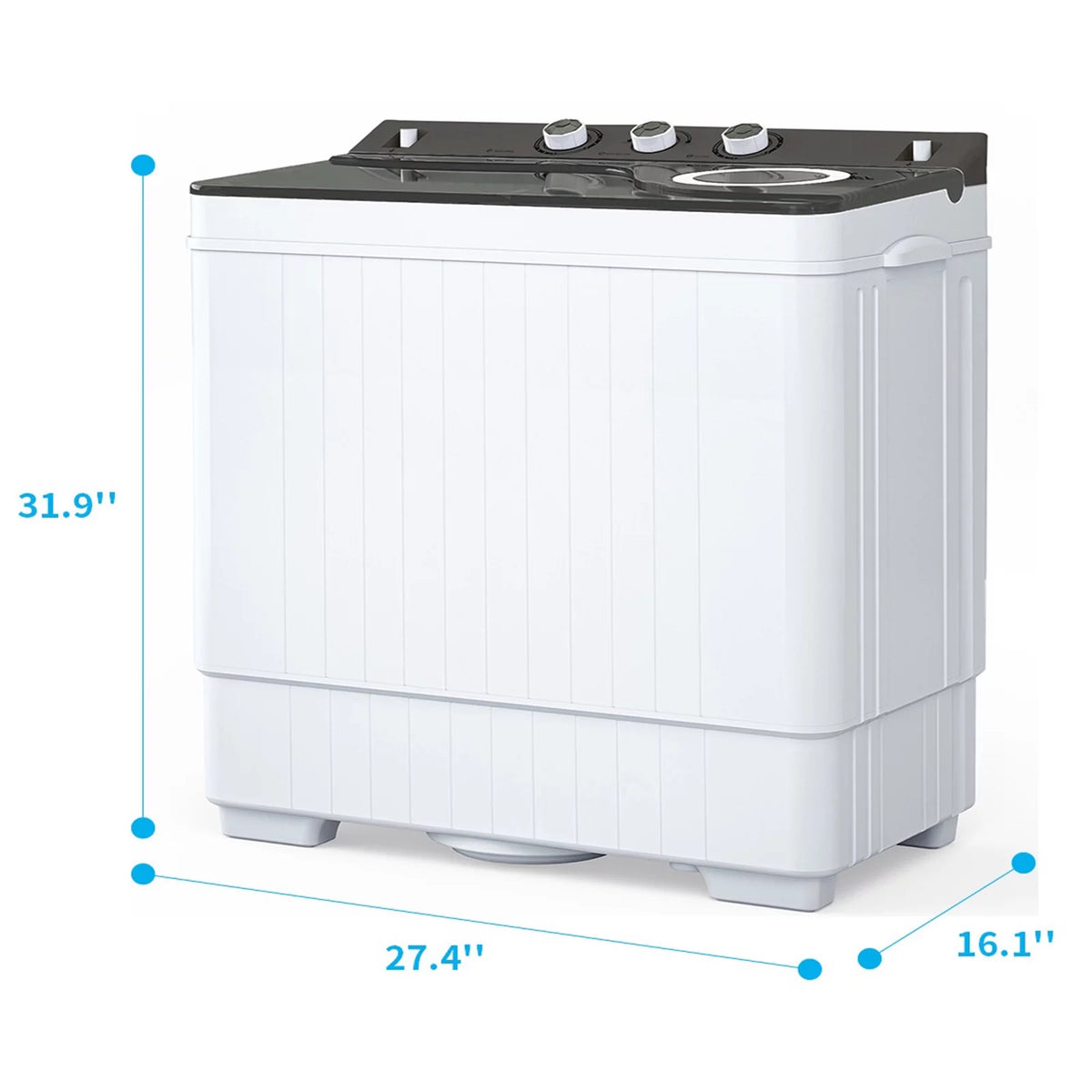 26Lbs Portable Twin Tub Washing Machine with Gravity Drain Pump Q5469