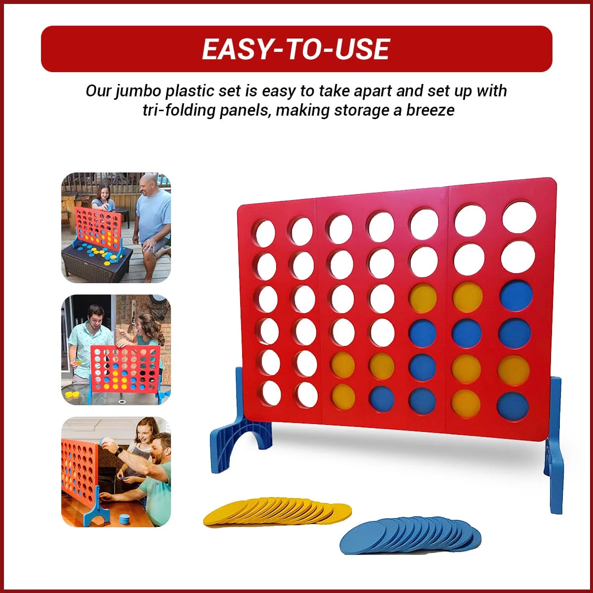 Giant 4 in-A-Row Outdoor Yard Game with Carrying Case P70539