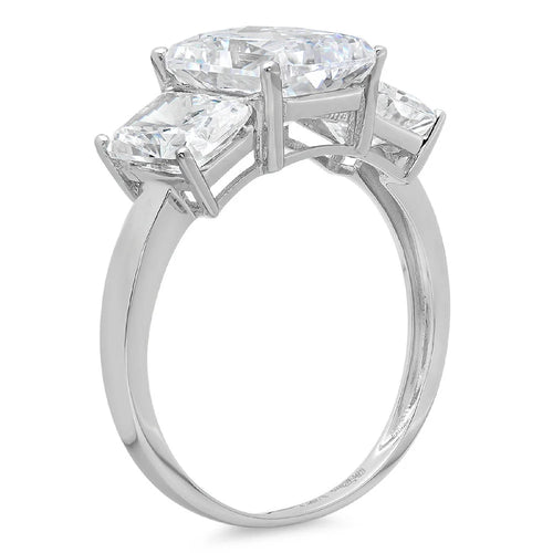 18K White Gold Three-Stone Diamond Engagement Ring X483