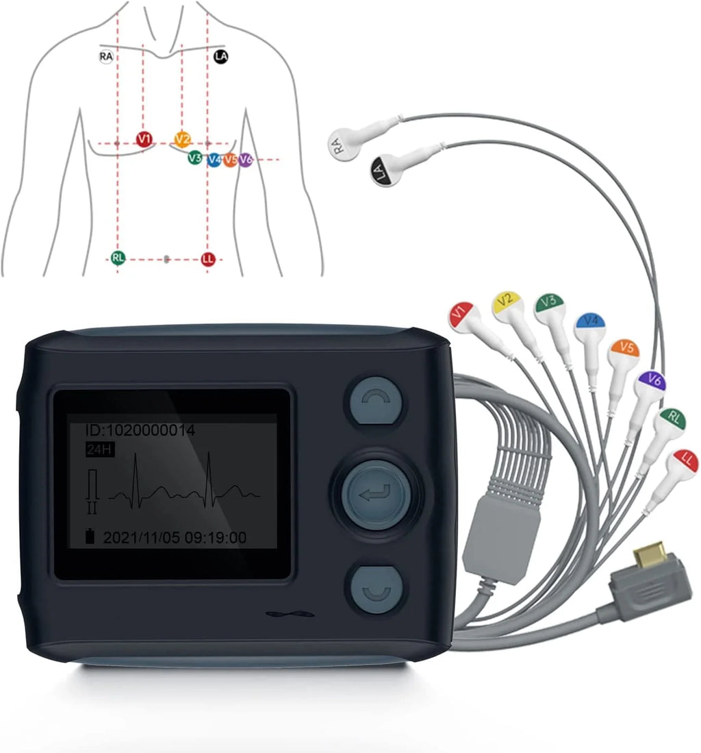 8 Channel 12-Lead EKG Machine, 24-Hour Holter Heart Monitor B281