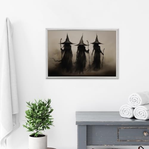 Halloween Wall Art Print Three Witches In The Forest Canvas 24x36inch Unframed M94296