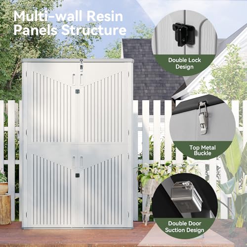 64 Cu.Ft Vertical Outdoor Storage Shed with Floor (White) X4156