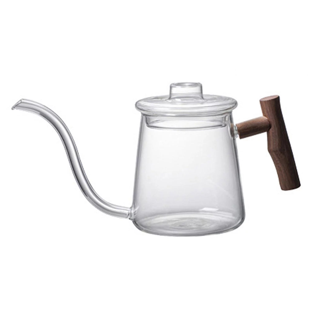 High Borosilicate Glass Gooseneck Kettle Wooden Handle 480ML O321885
