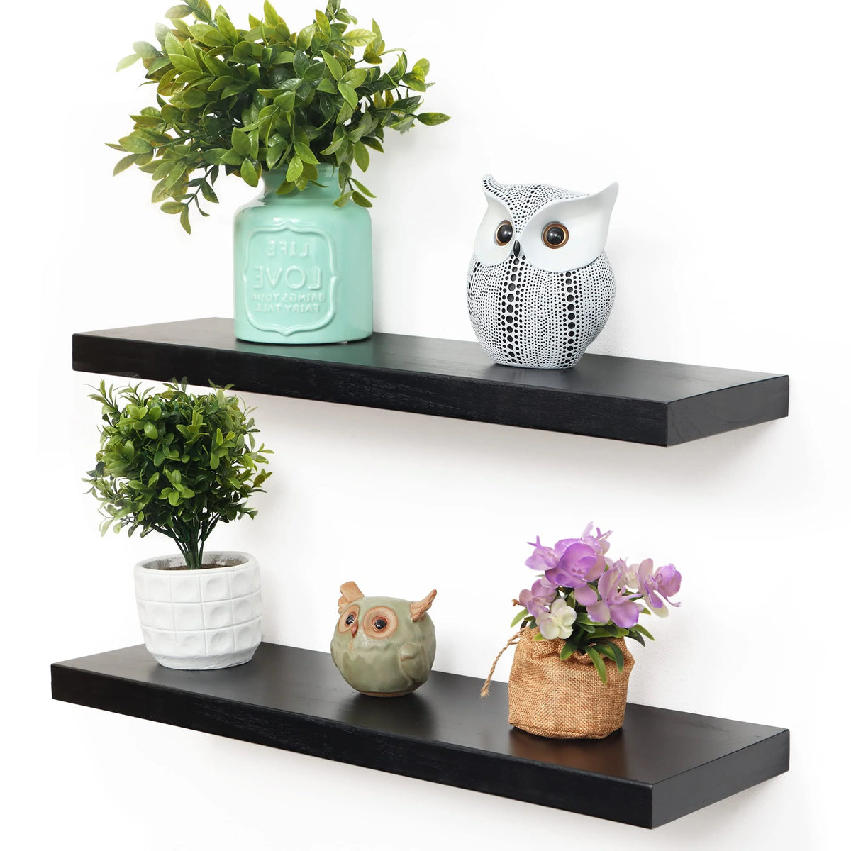 24inch 2 Pcs Solid Wood Wall Mounted Floating Shelves A58024