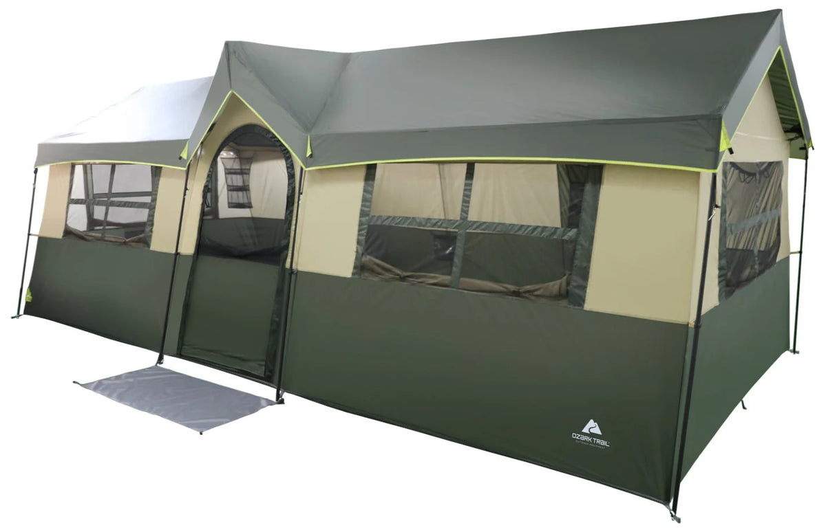 12 Person 3-Room Cabin Tent, Green U1102