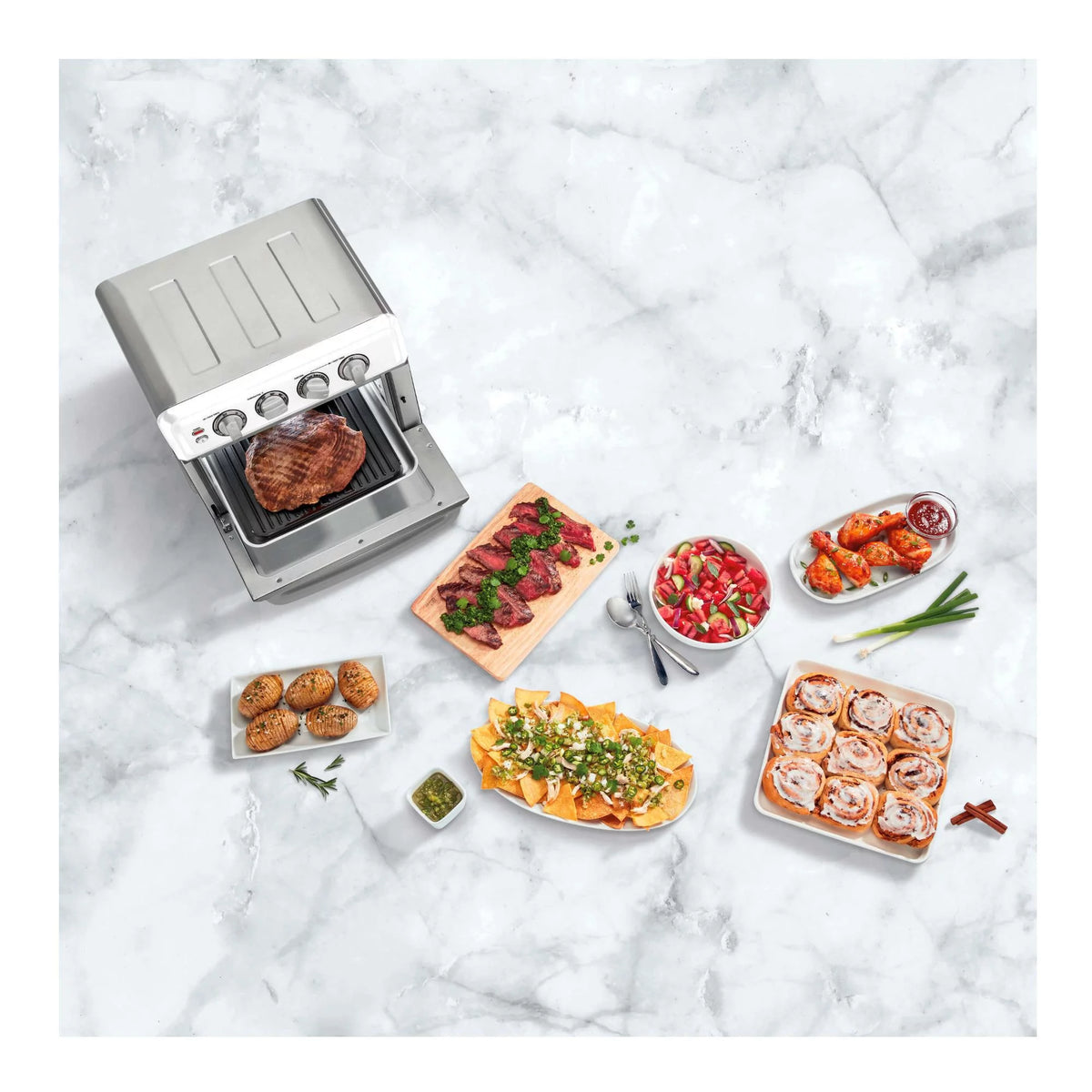White Airfryer Toaster Oven with Grill and 12 Piece Knife Set U9757