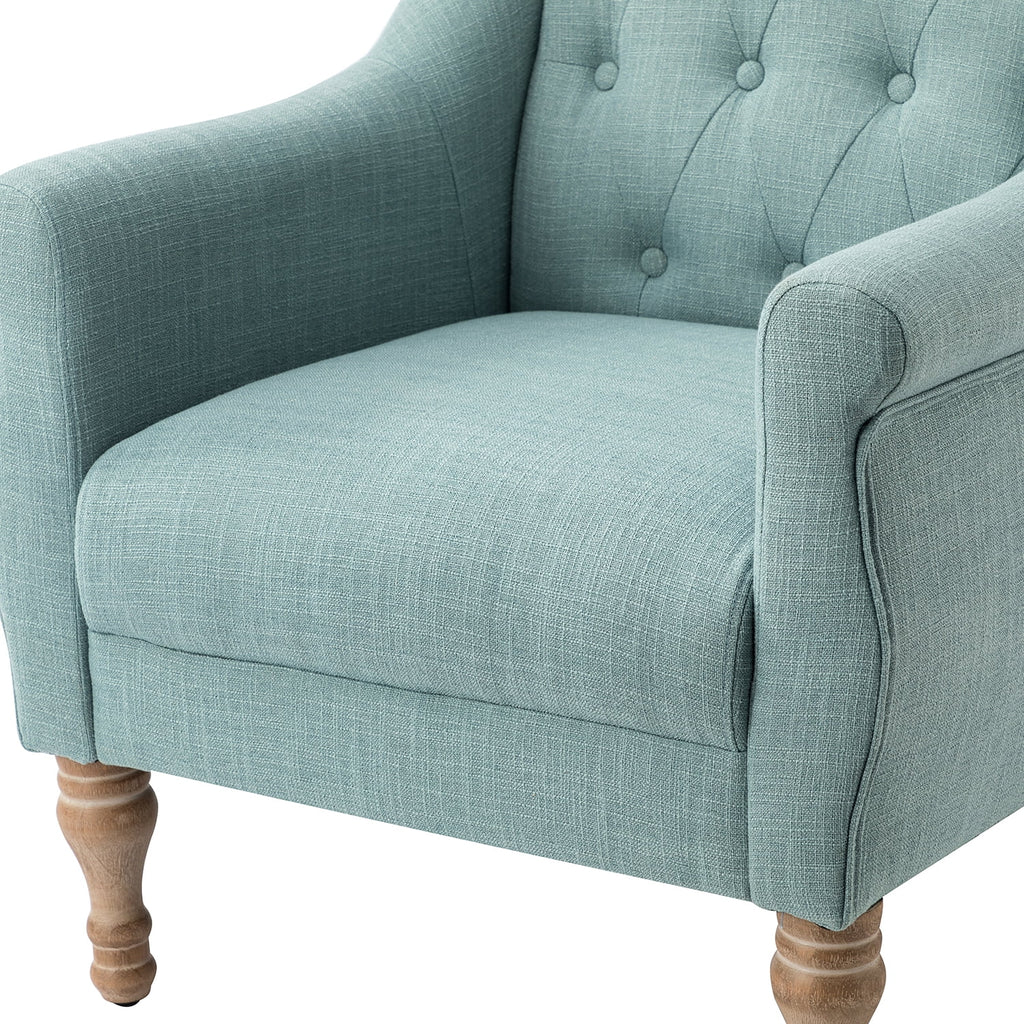 Blue Button-Tufted Wooden Upholstery Armchair Set of 2 C99111
